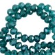 Top Glas Facett Glasschliffperlen 8x6mm rondellen Danube blue-pearl shine coating